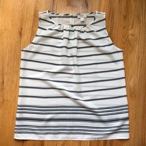 LOFT Sleeveless Off White/Black Stripe Blouse Sz L